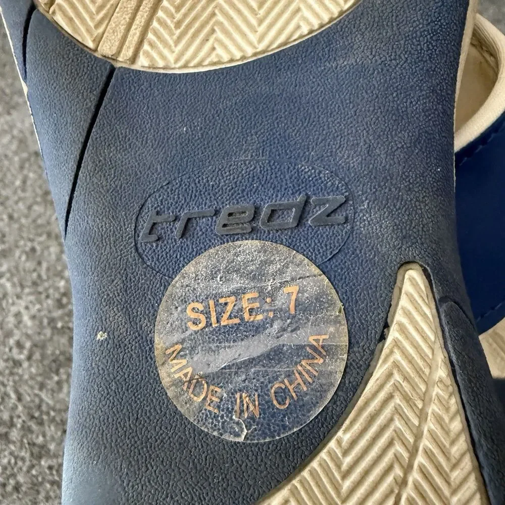 Tredz Women's Blue Sport Slide Sandals 7 Athletic Comfort Slip On Beach Sandals